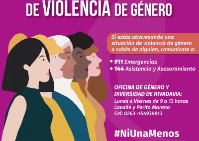 Rivadavia trabaja en la  prevención y protección de mujeres víctimas de violencia de género